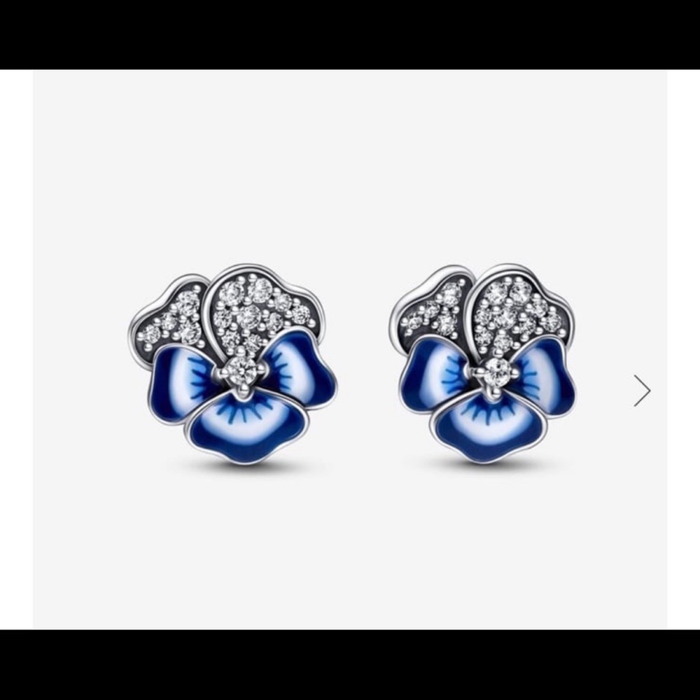 Blue pansy earrings from Pandora